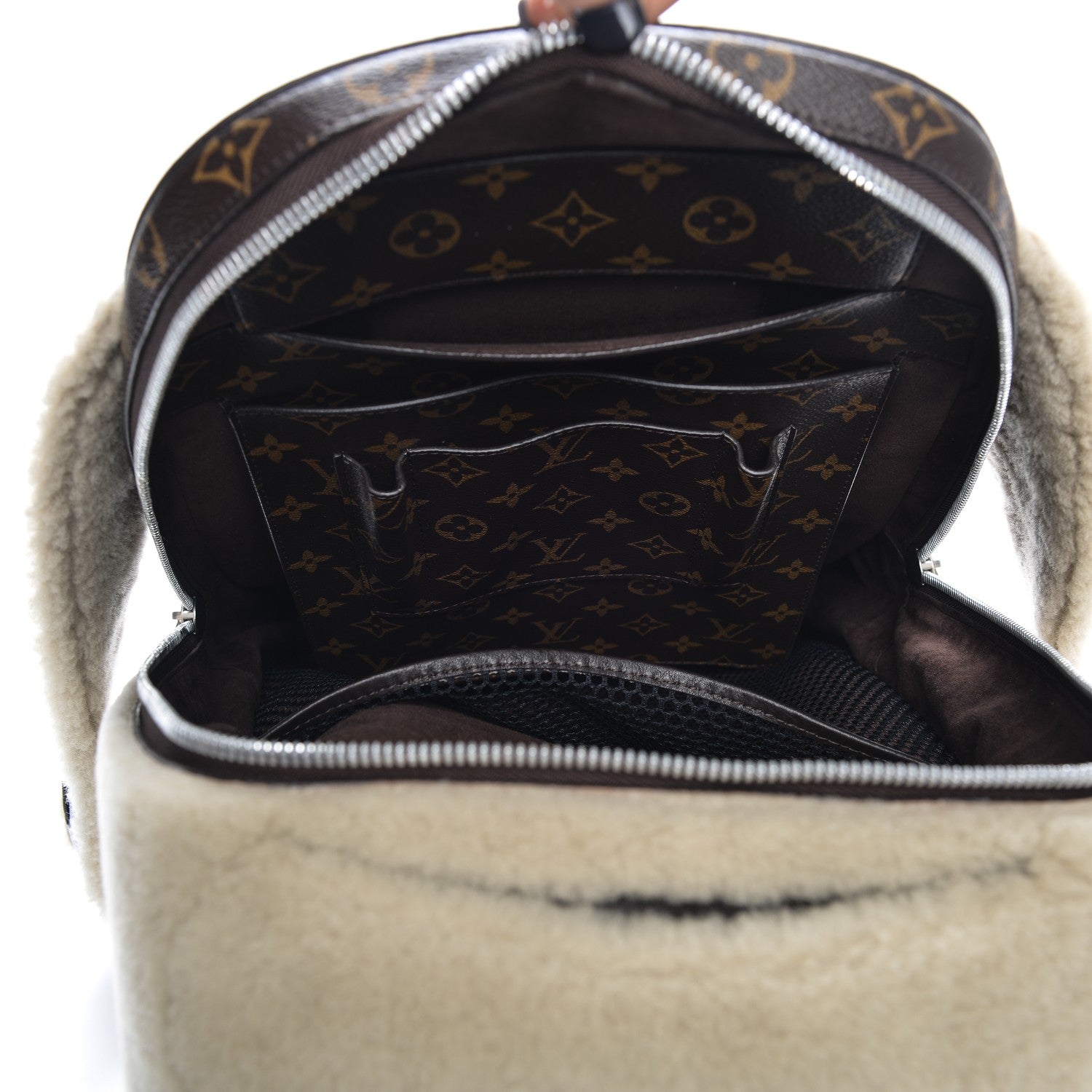 Louis Vuitton Shearling Monogram Marc Newson Fleece Pack Beige 5 of 7