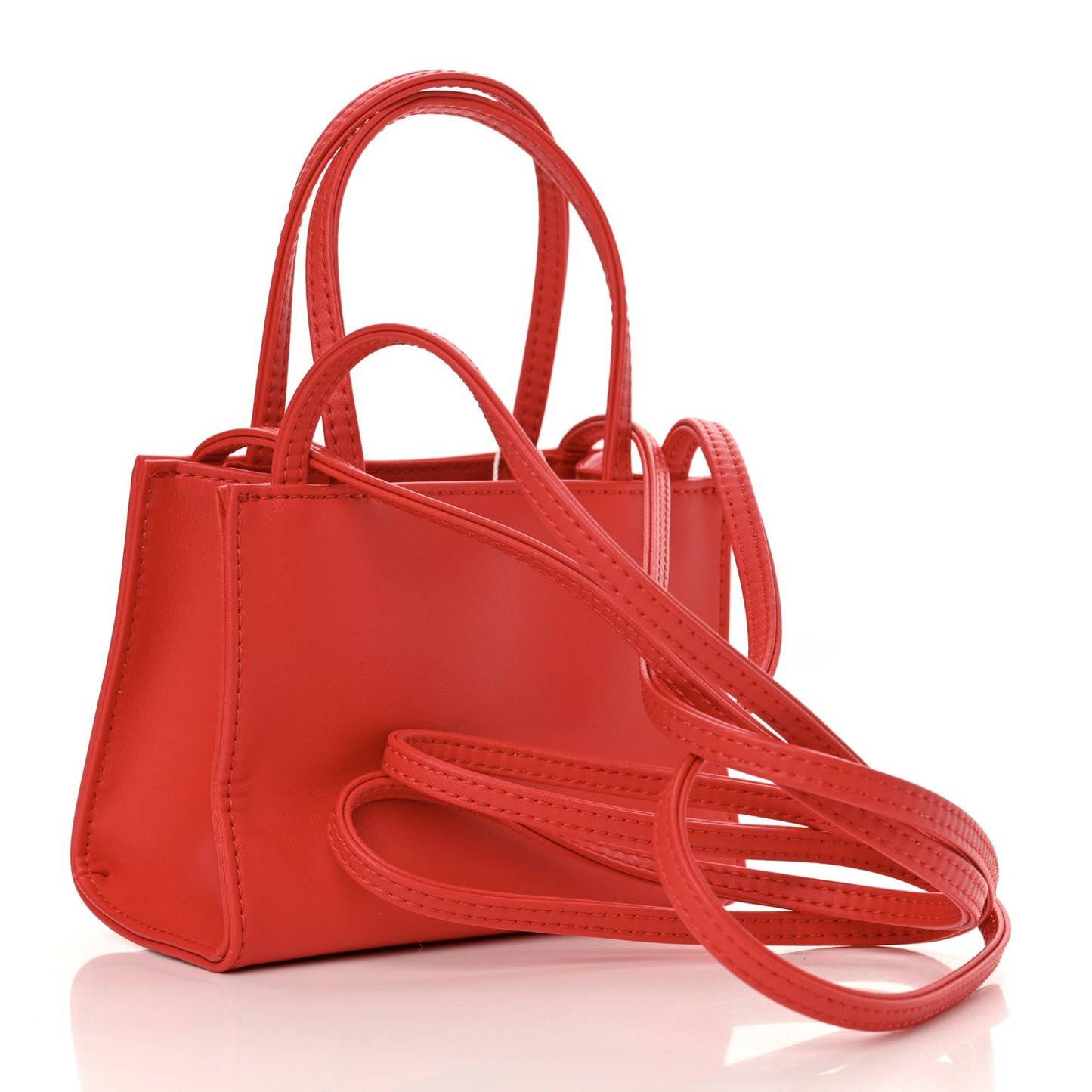 Vegan Leather Small Shopping Bag Red