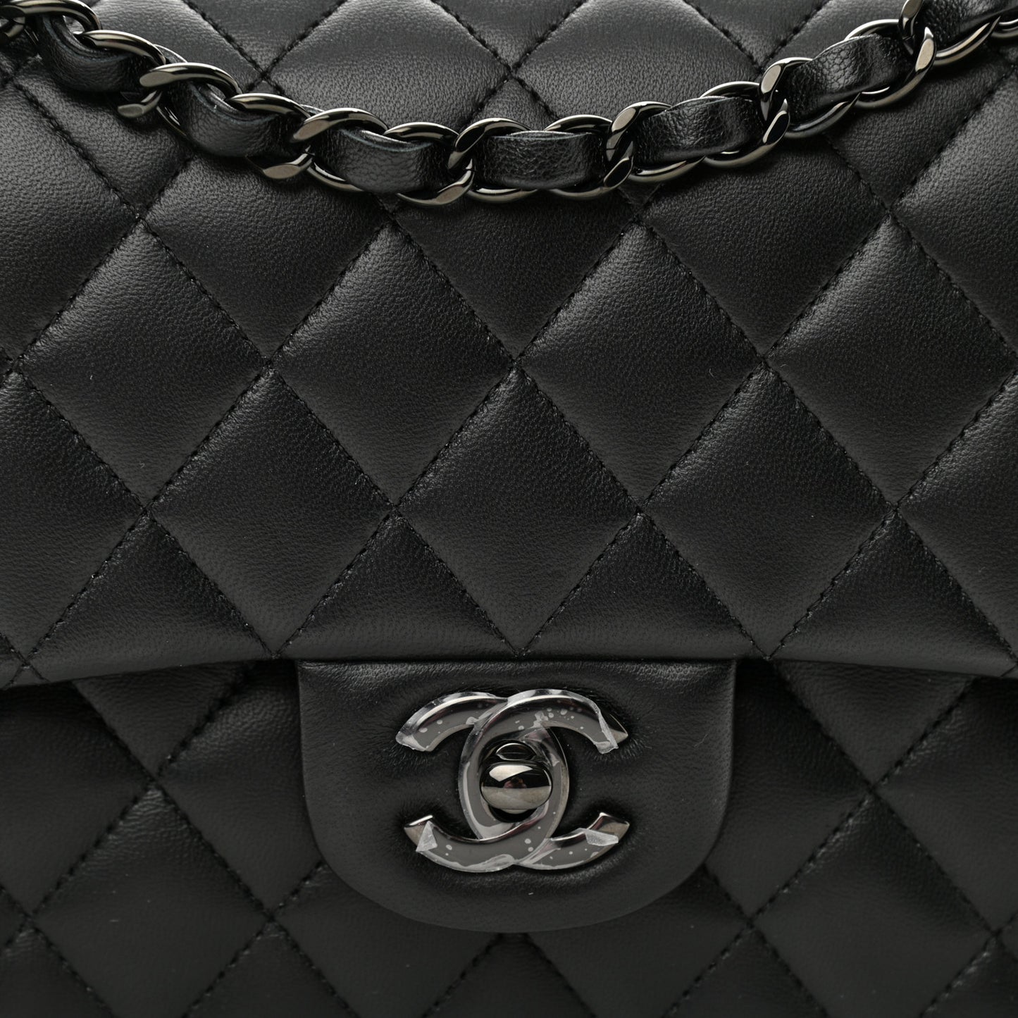 Lambskin Quilted Medium Double Flap So Black