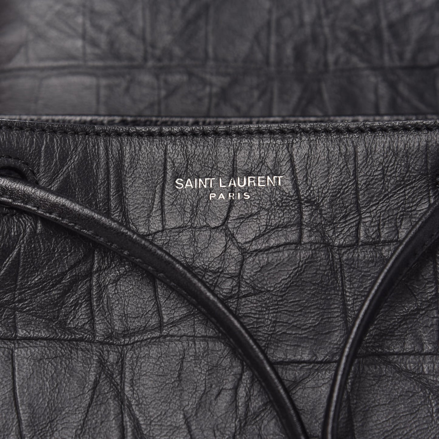 Crocodile Embossed Lambskin Festival Backpack Black