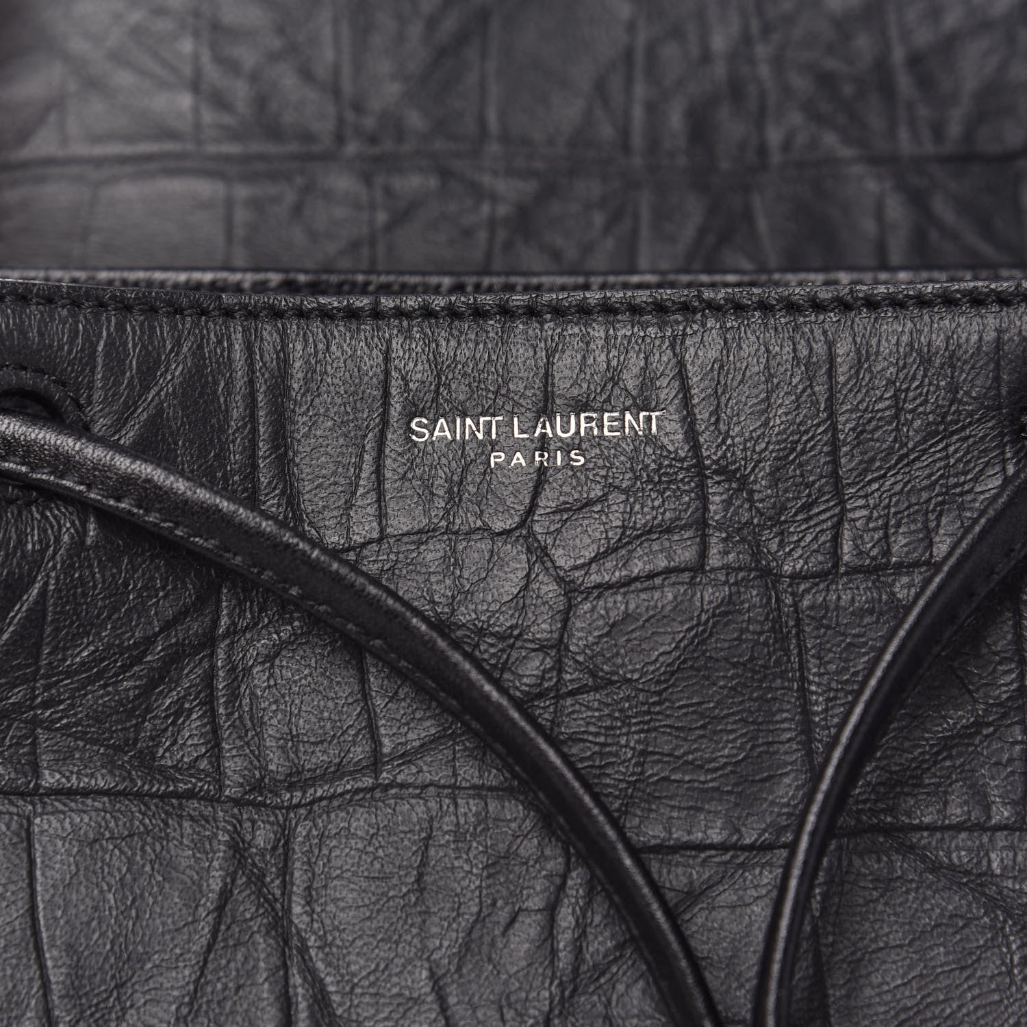 Saint Laurent Crocodile Embossed Lambskin Festival Backpack Black 5 of 8