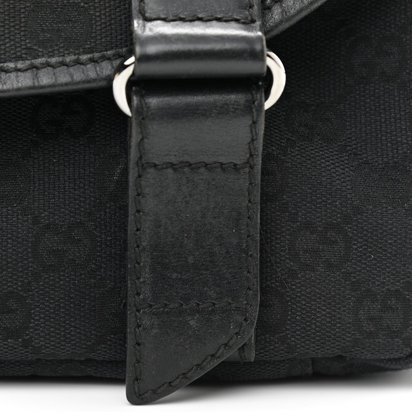 Monogram Small Double Buckle Flap Messenger Bag Black