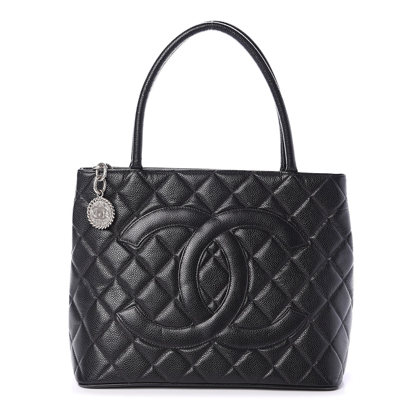 Caviar Quilted Medallion Tote Black