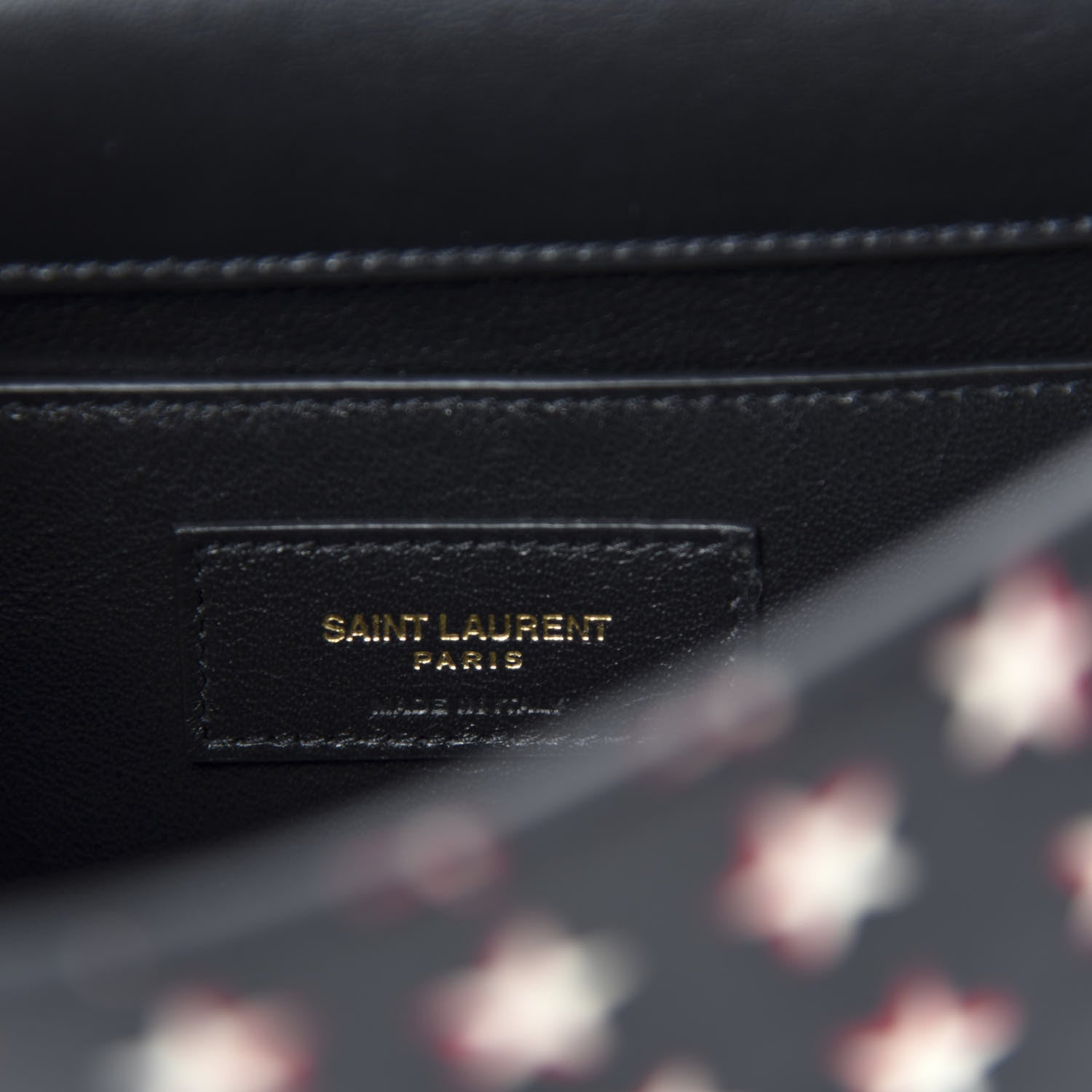Saint Laurent Smooth Calfskin Star Print Small Spontini Saddle Bag Black Ivory Red 8 of 11