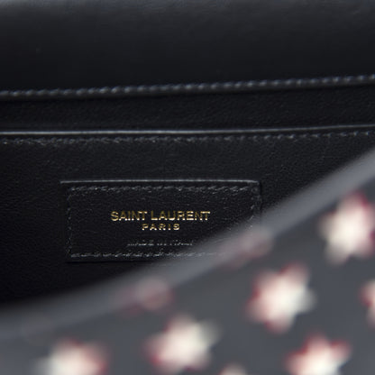 Saint Laurent Smooth Calfskin Star Print Small Spontini Saddle Bag Black Ivory Red 8 of 11