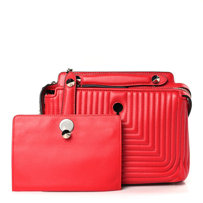 Fendi Shiny Nappa Trapuntata Small DotCom Click Chain Satchel Rojo 1 of 10
