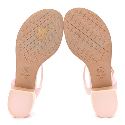 Chanel Lambskin Chain CC Logo Thong Sandals 38 Light Pink 5 of 9