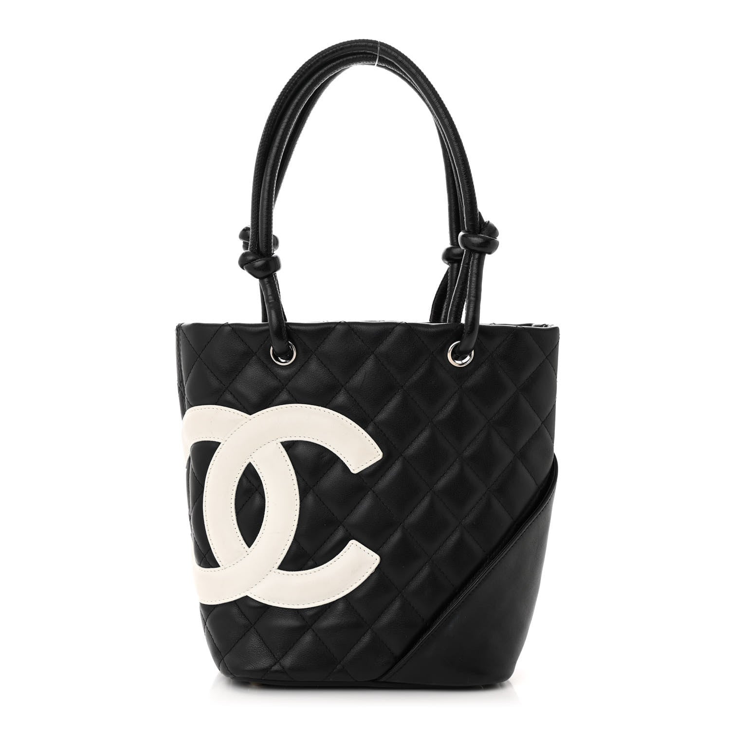 Chanel Calfskin Quilted Small Cambon Tote Black White 1 of 10