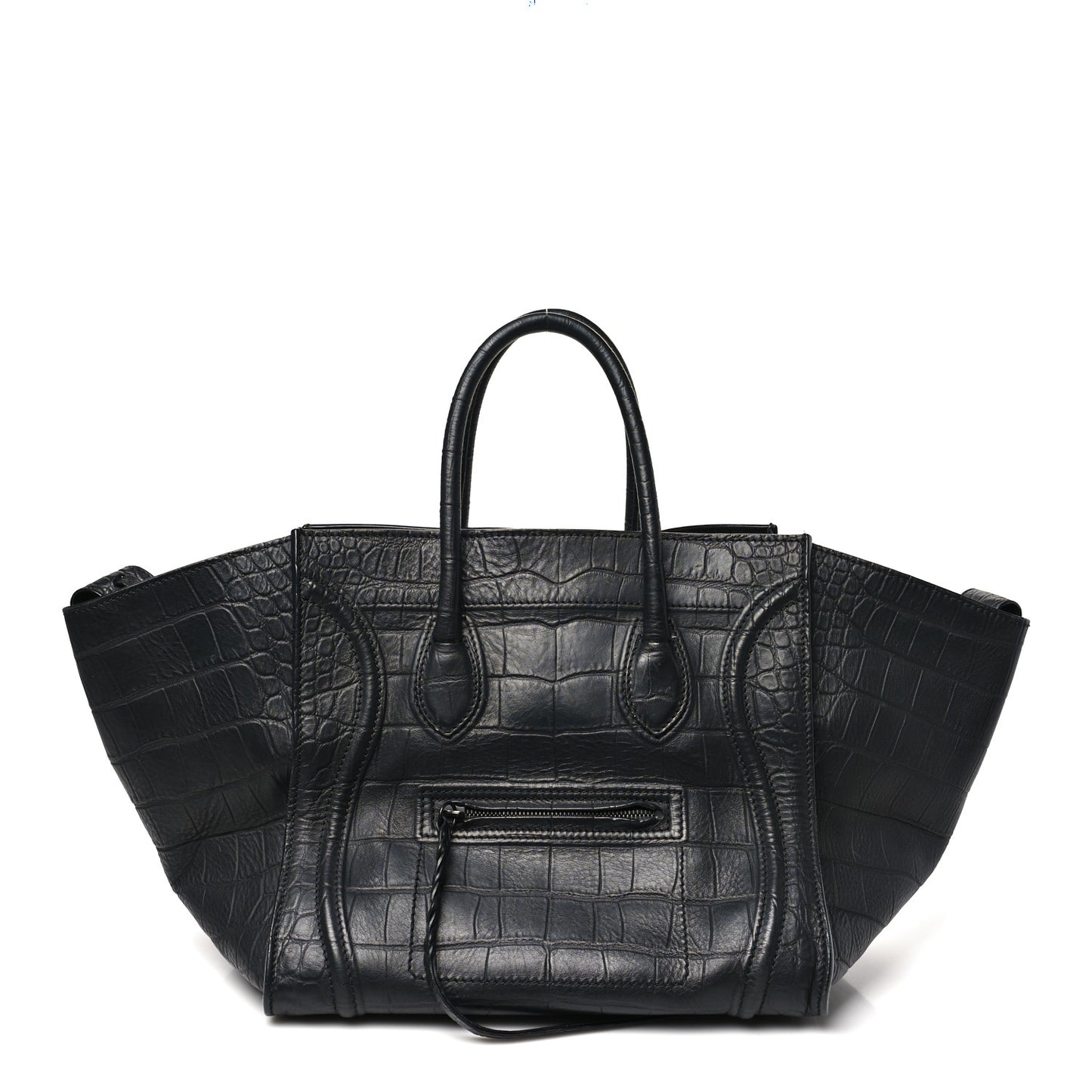 Crocodile Embossed Calfskin Medium Phantom Luggage Black