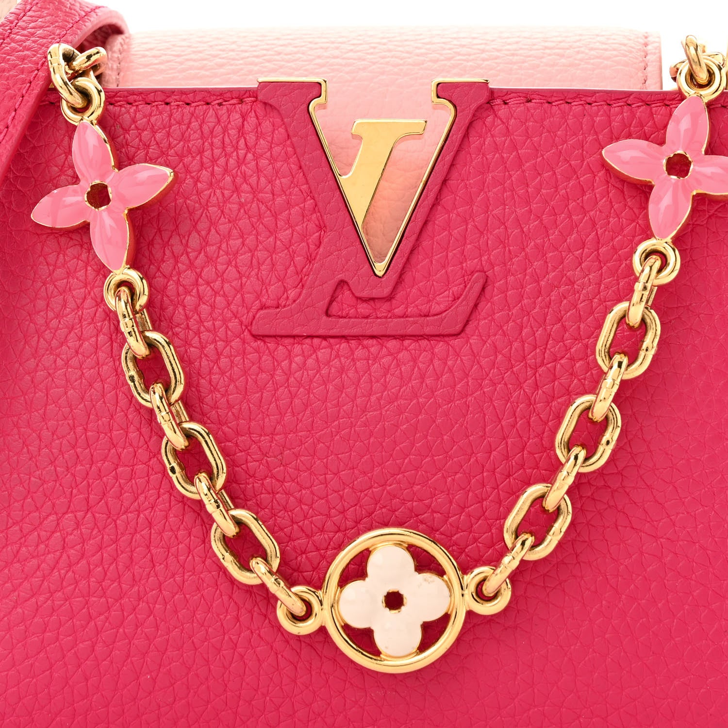 Louis Vuitton Taurillon Flower Chain Capucines Mini Rose Pondicherry 7 of 12