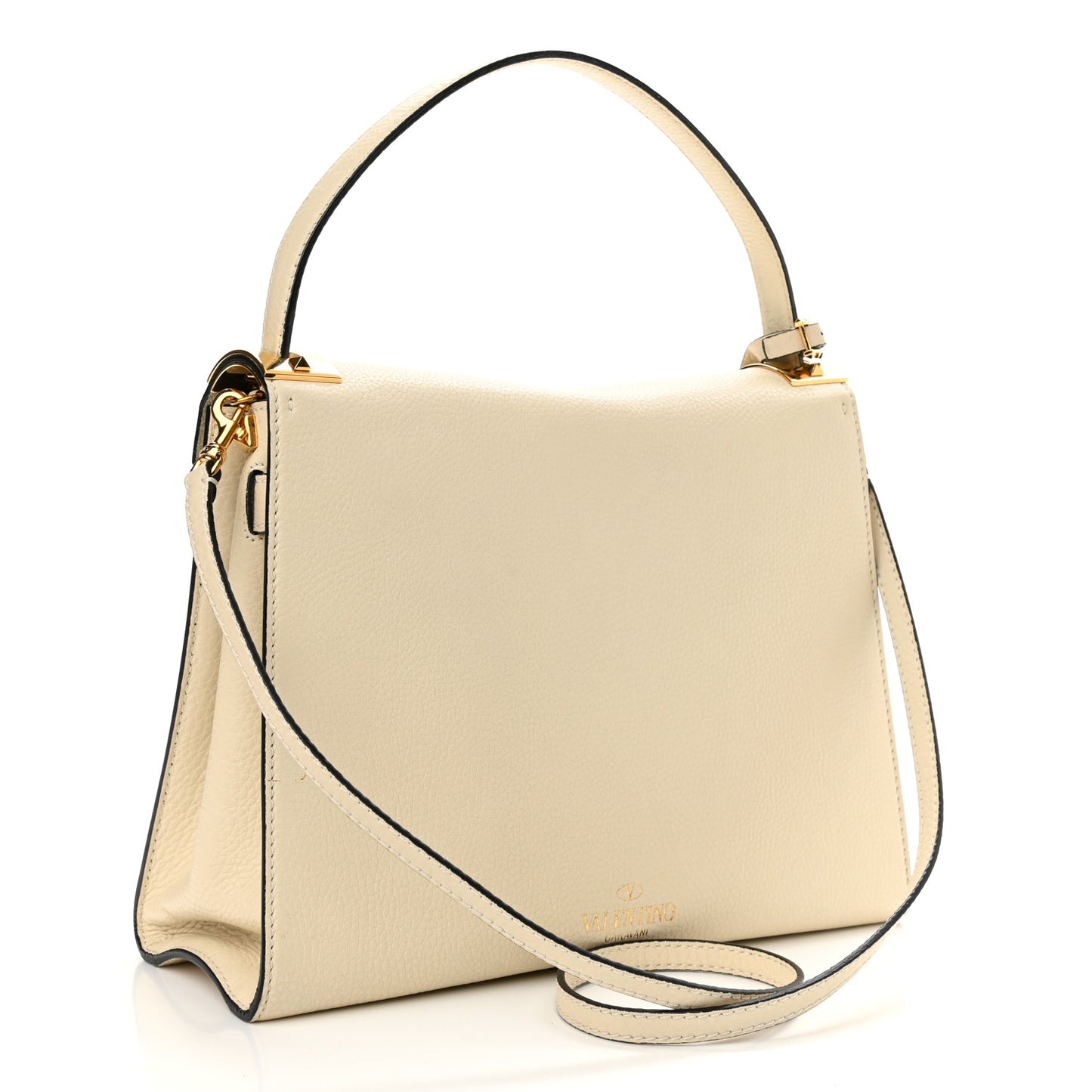 Grained Calfskin Medium My Rockstud Frame Bag Light Ivory