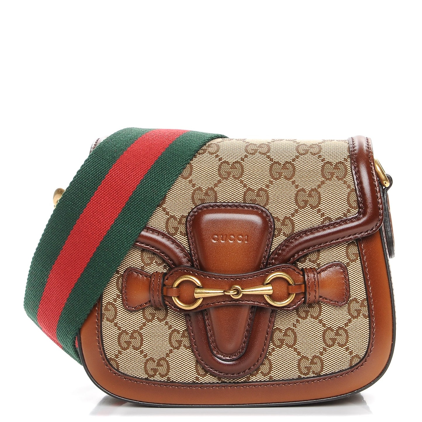 Monogram Small Lady Web Shoulder Bag Beige Cuir