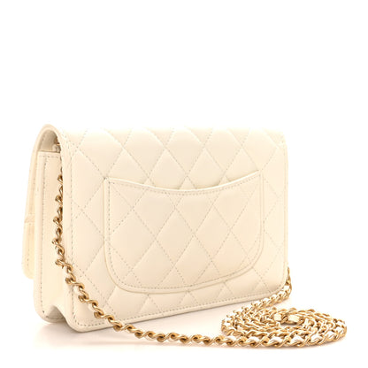 Chanel Lambskin Quilted CC Pearl Crush Wallet on Chain WOC White 3 of 11