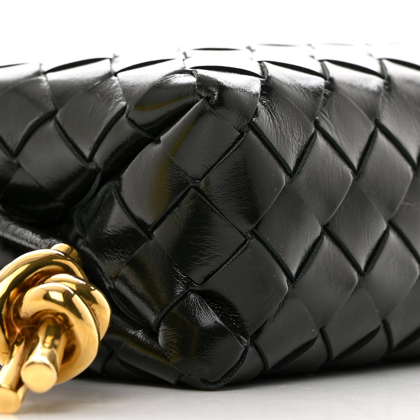 Polished Patent Intrecciato Knot Small Loop Camera Bag Raintree