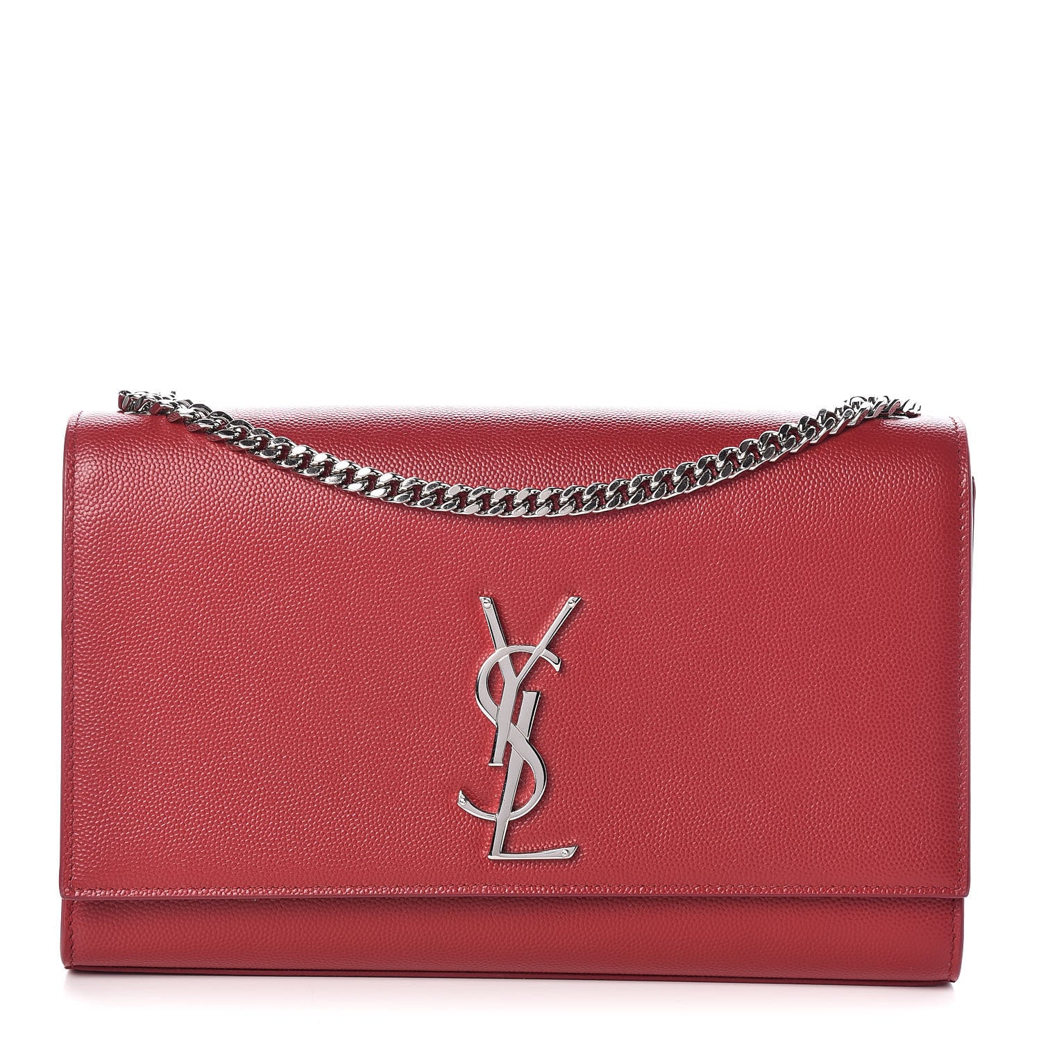 Saint Laurent Grain De Poudre Medium Monogram Kate Satchel Red 1 of 10