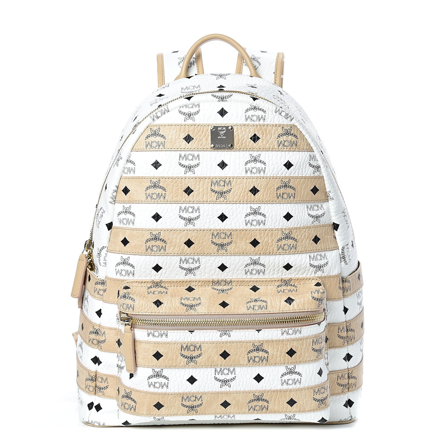 Metallic Visetos Striped Medium Stark Backpack White Beige