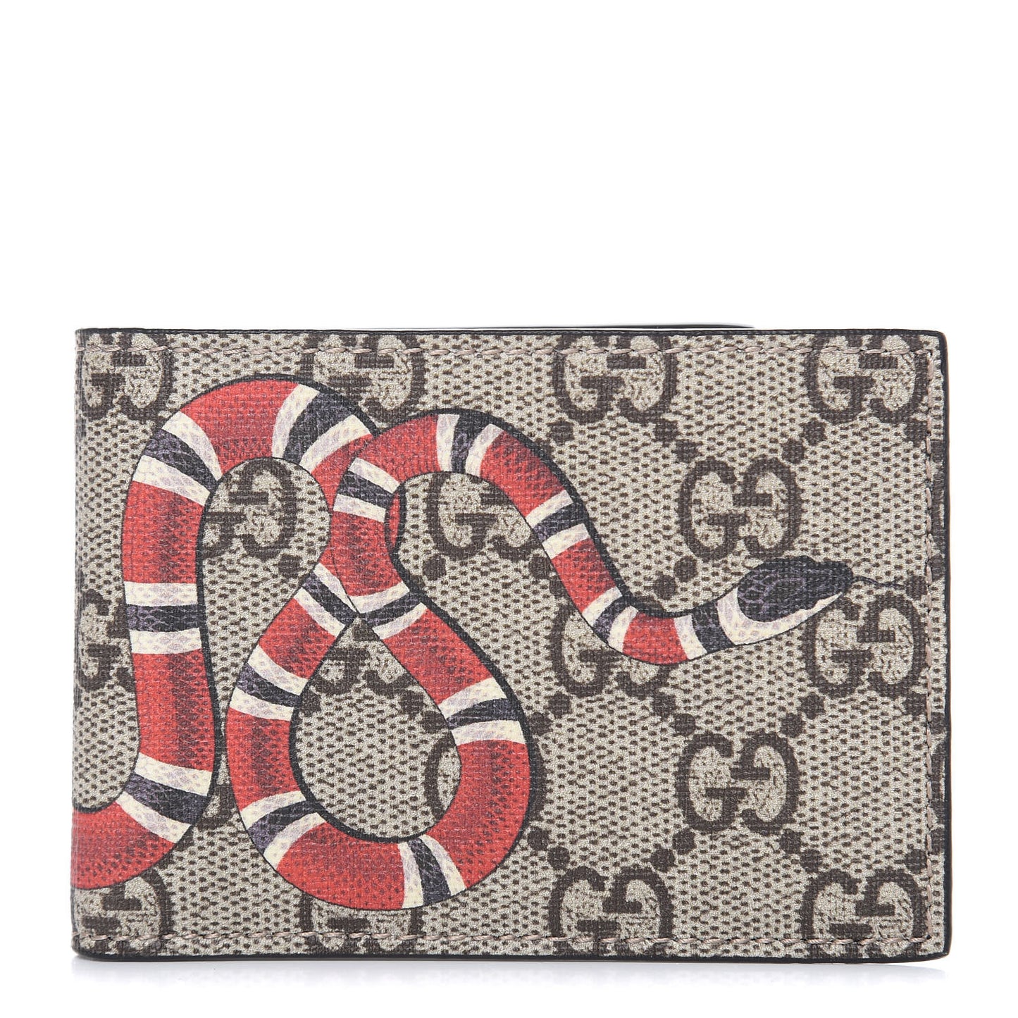 GG Supreme Monogram Kingsnake Bi-Fold Wallet Beige