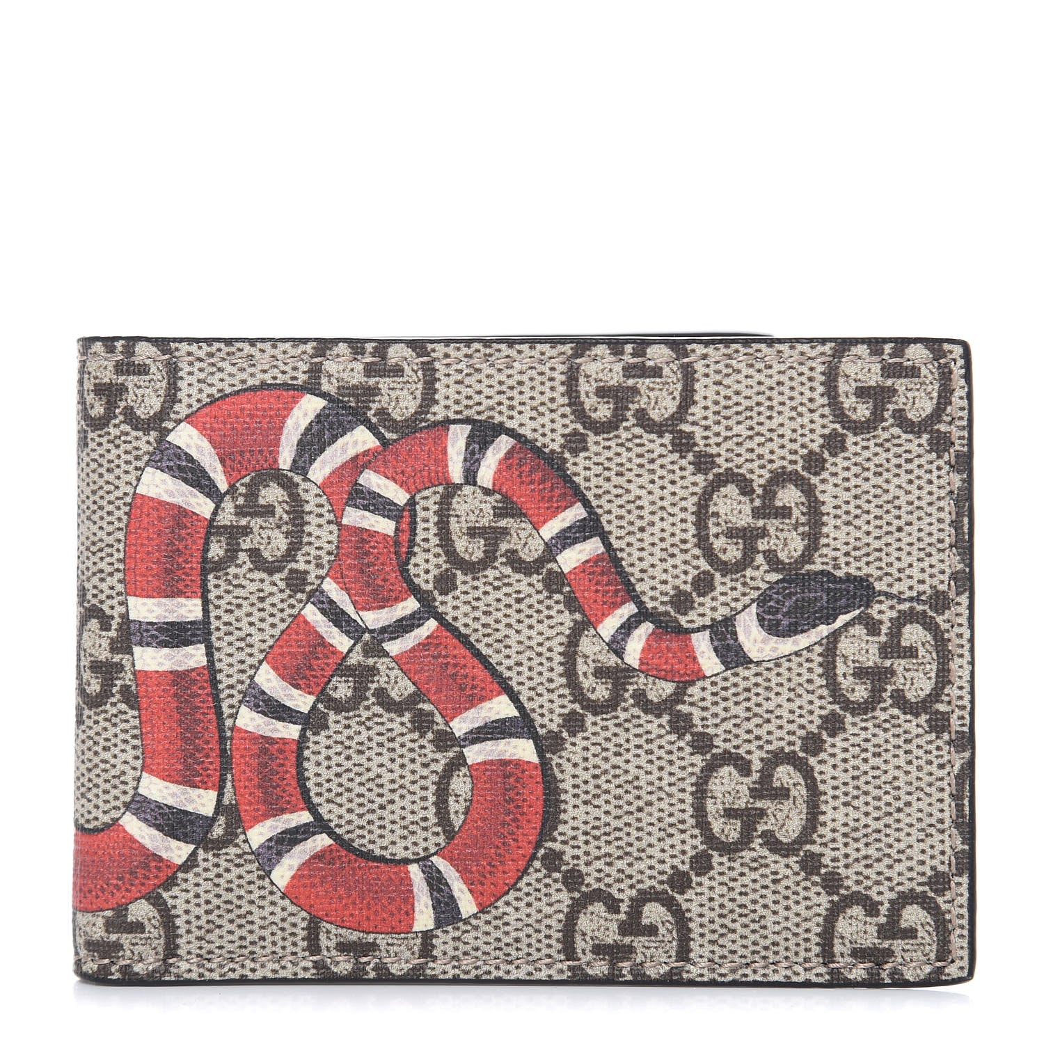 Gucci GG Supreme Monogram Kingsnake Bi-Fold Wallet Beige 1 of 7