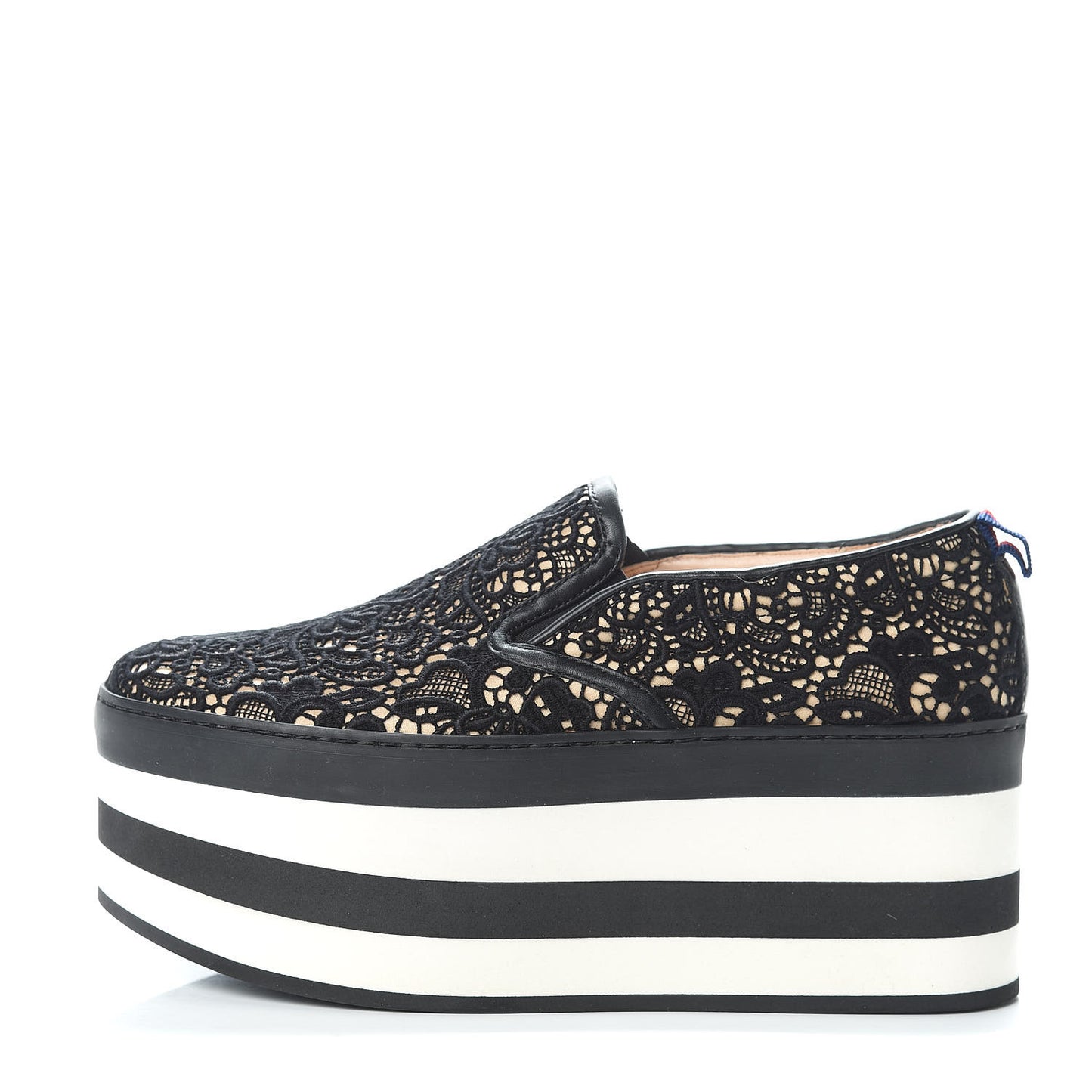 Rubber Lace Embroidered Womens Platform Sneakers 38 Black White