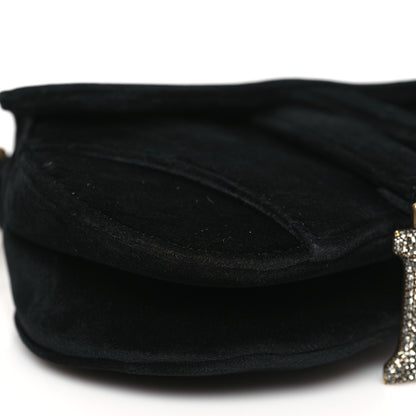 Christian Dior Velvet Crystal Mini Saddle Bag Black 9 of 10