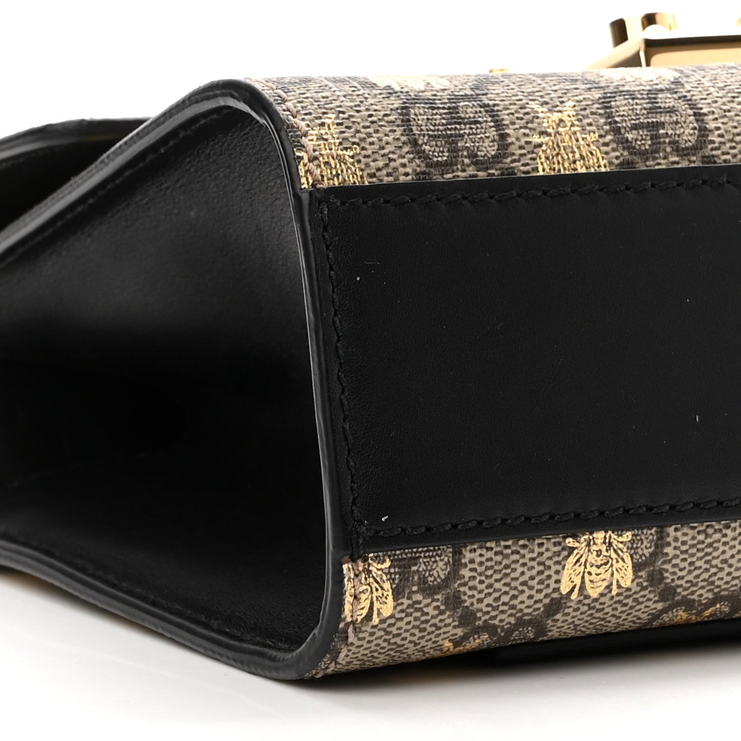 GG Supreme Monogram Bees Small Padlock Shoulder Bag Black