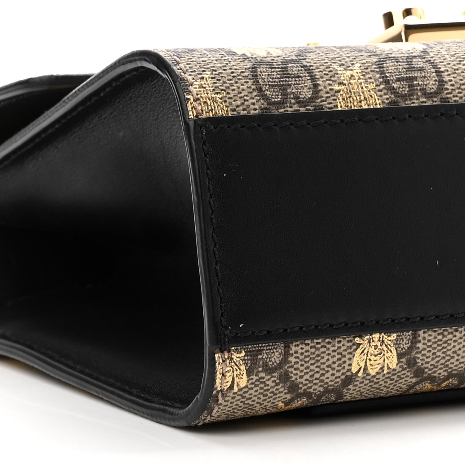 Gucci GG Supreme Monogram Bees Small Padlock Shoulder Bag Black 9 of 11