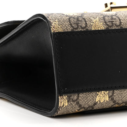 Gucci GG Supreme Monogram Bees Small Padlock Shoulder Bag Black 9 of 11