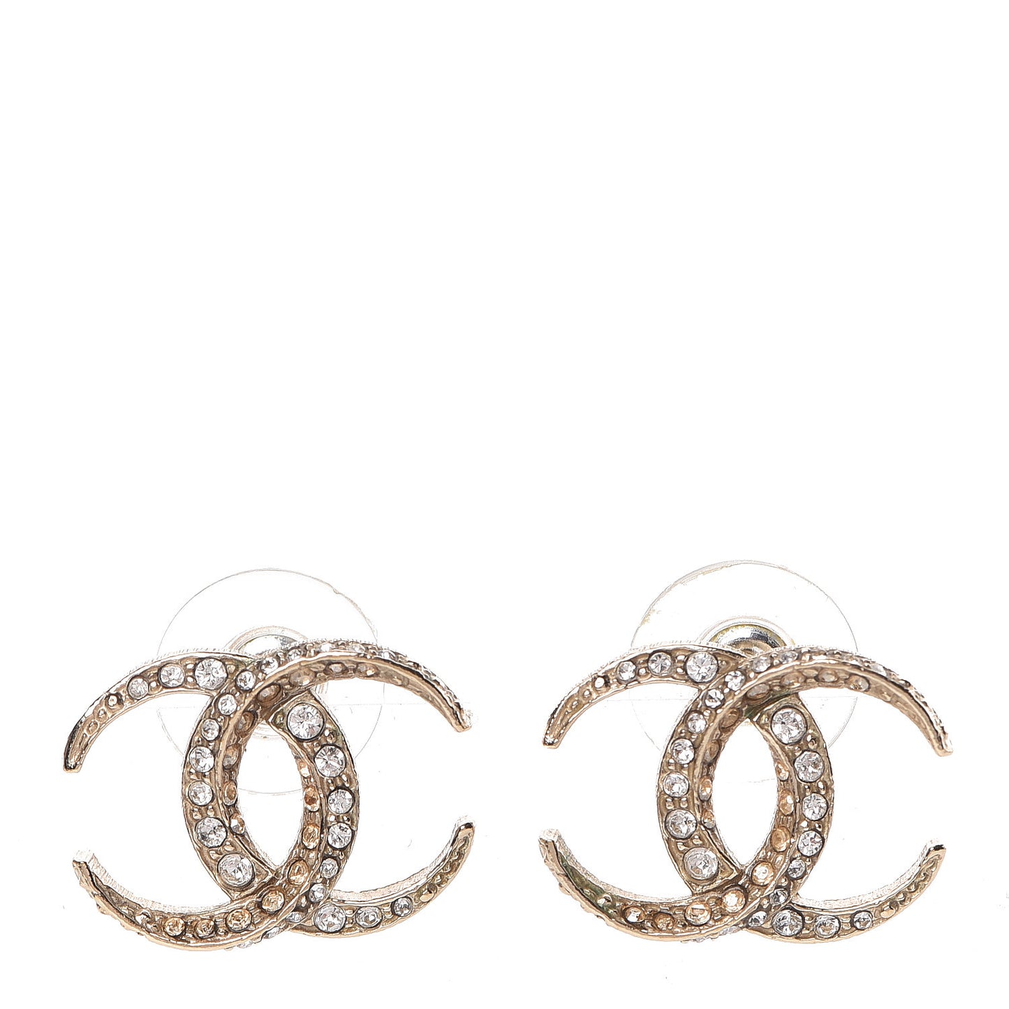 Crystal CC Moon Earrings Gold