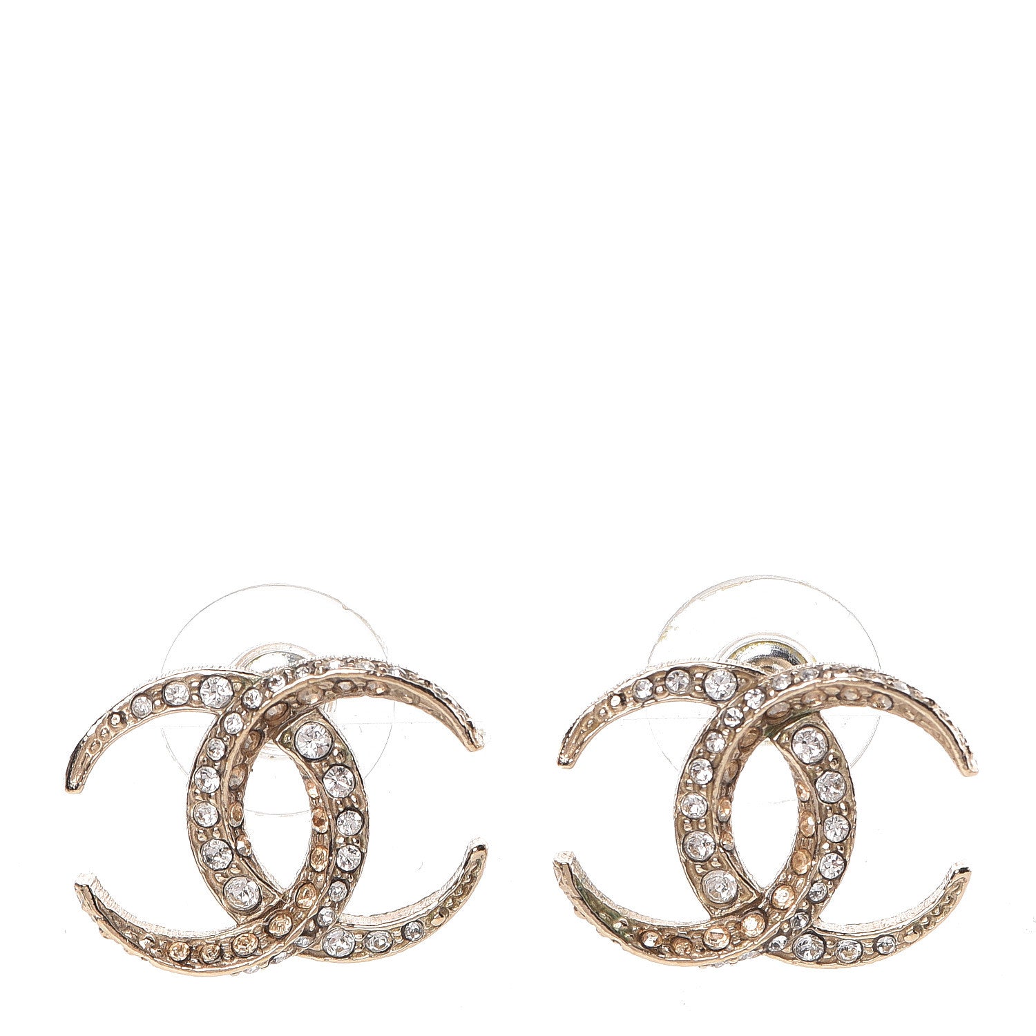 Chanel Crystal CC Moon Earrings Gold 1 of 7