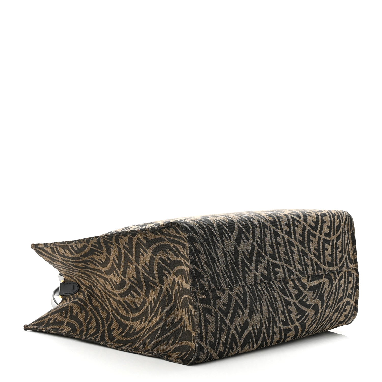Fendi X SARAH COLEMAN Fabric Jacquard Vitello King FF Vertigo Shopping Tote Bag Tobacco Moro Black 4 of 10