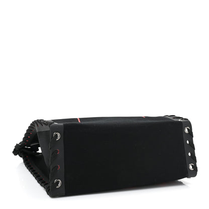 Christian Louboutin Braided Canvas Small Cabalace Shopper Tote Black 4 of 9