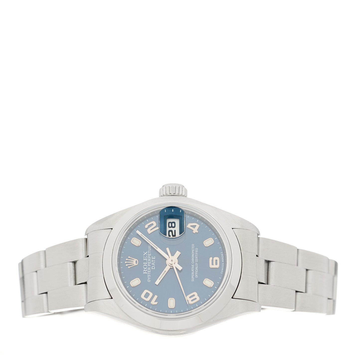 Stainless Steel 26mm Oyster Perpetual Date Watch Blue 79160
