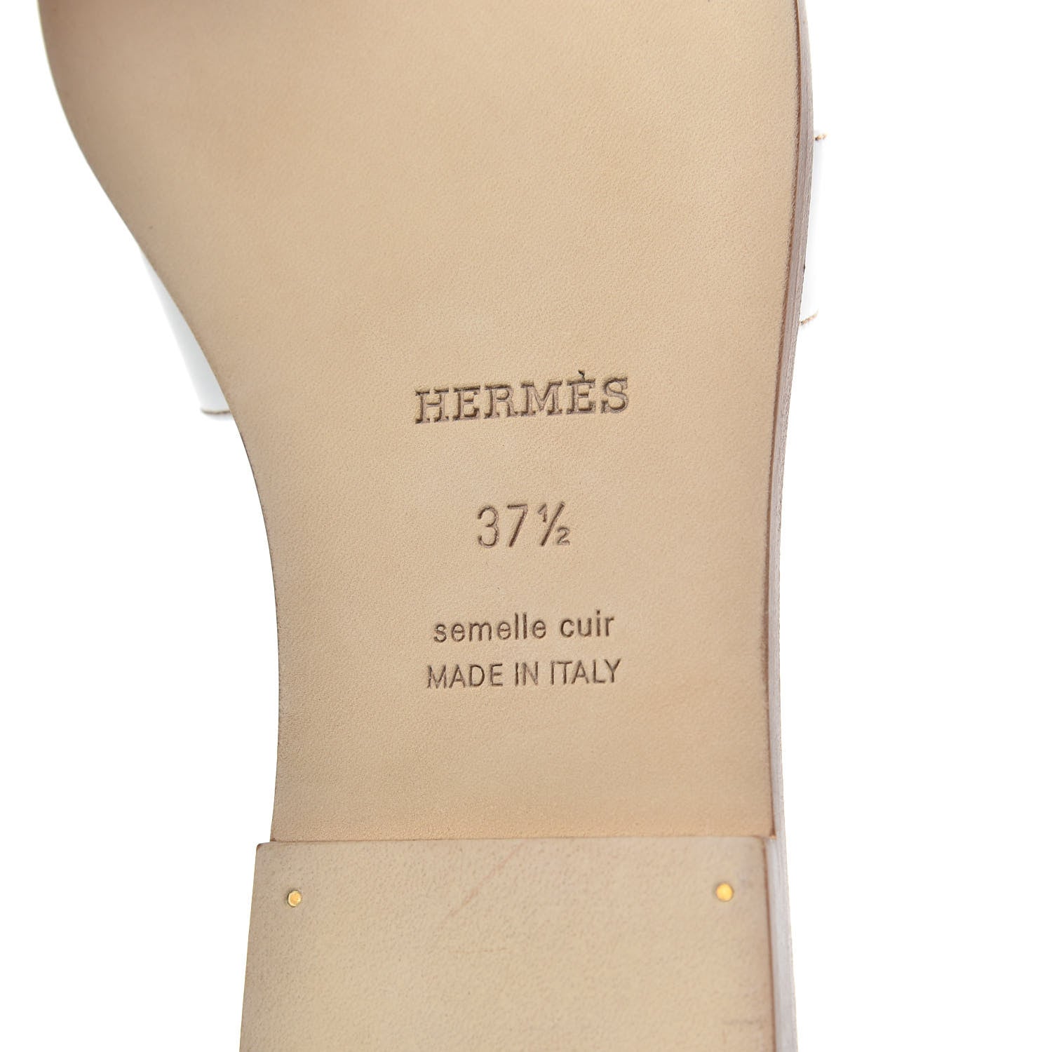 Hermes Box Calfskin Oran Sandals 37.5 White 7 of 9