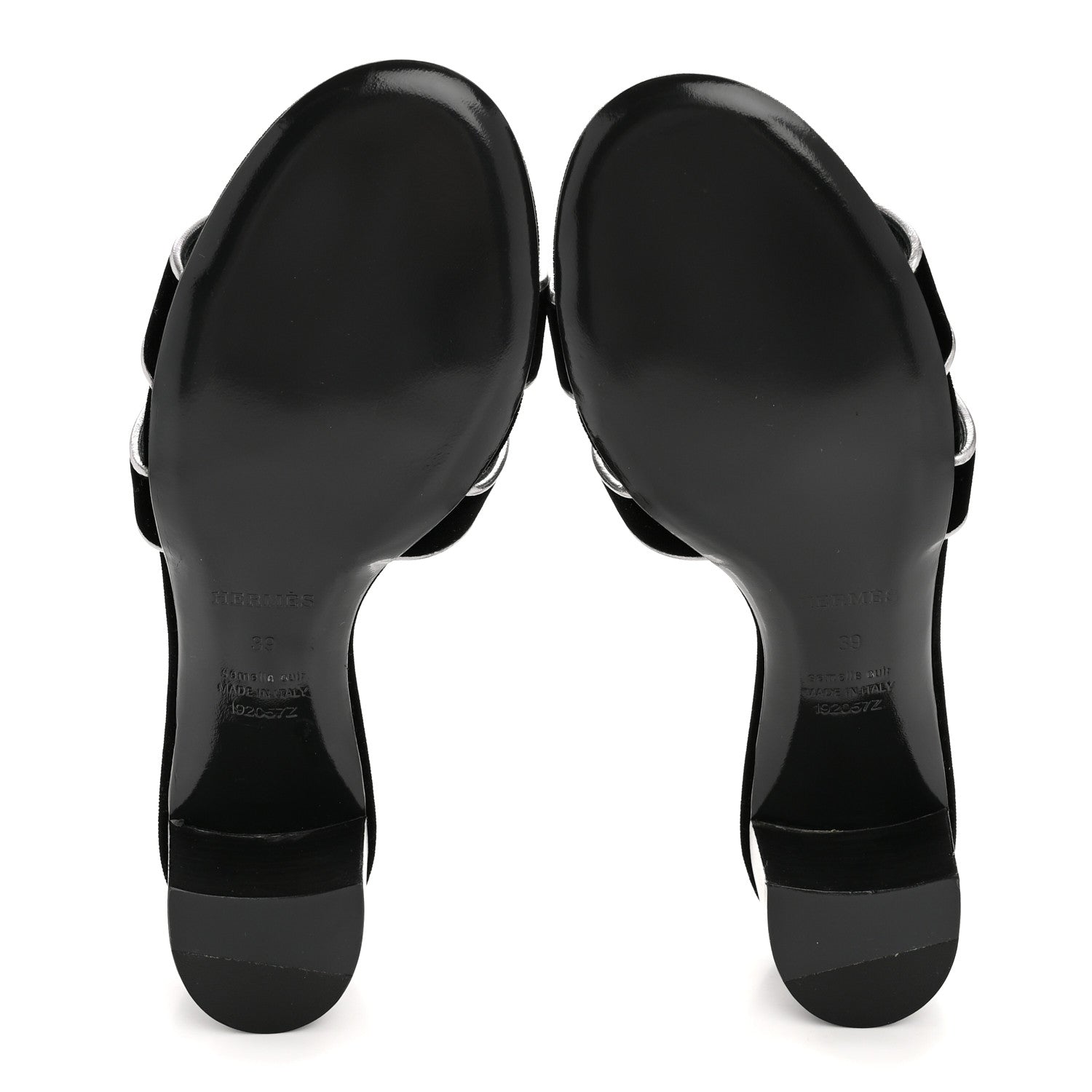 Hermes Velvet Nappa Oasis Sandals 39  39 Argent Vieilli 6 of 9