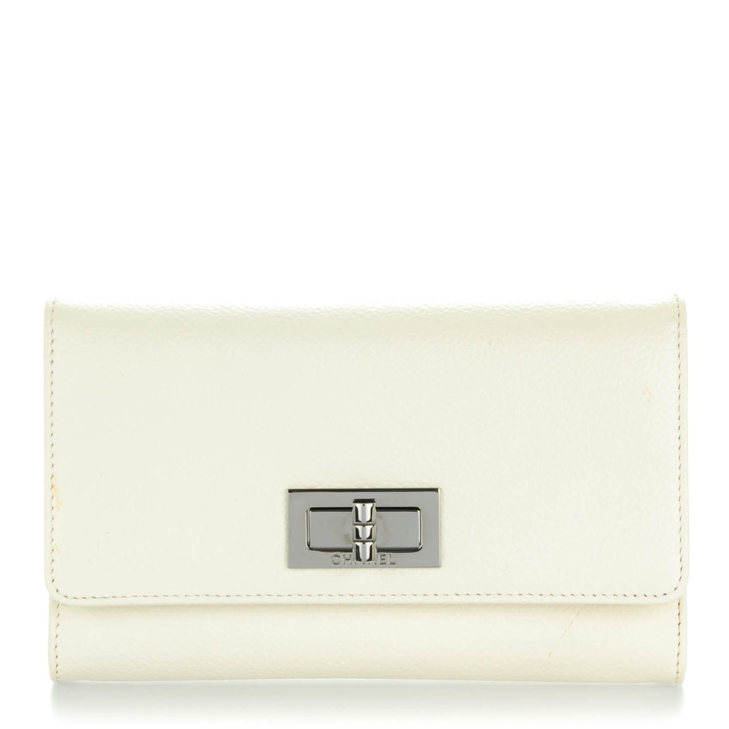 Calfskin Mademoiselle Clutch Wallet White