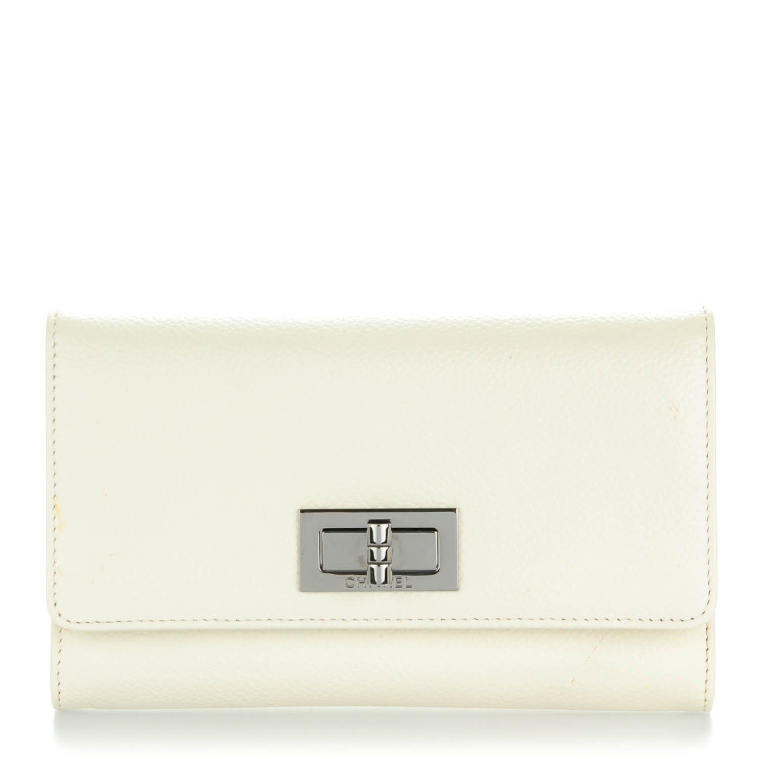 Chanel Calfskin Mademoiselle Clutch Wallet White 1 of 8