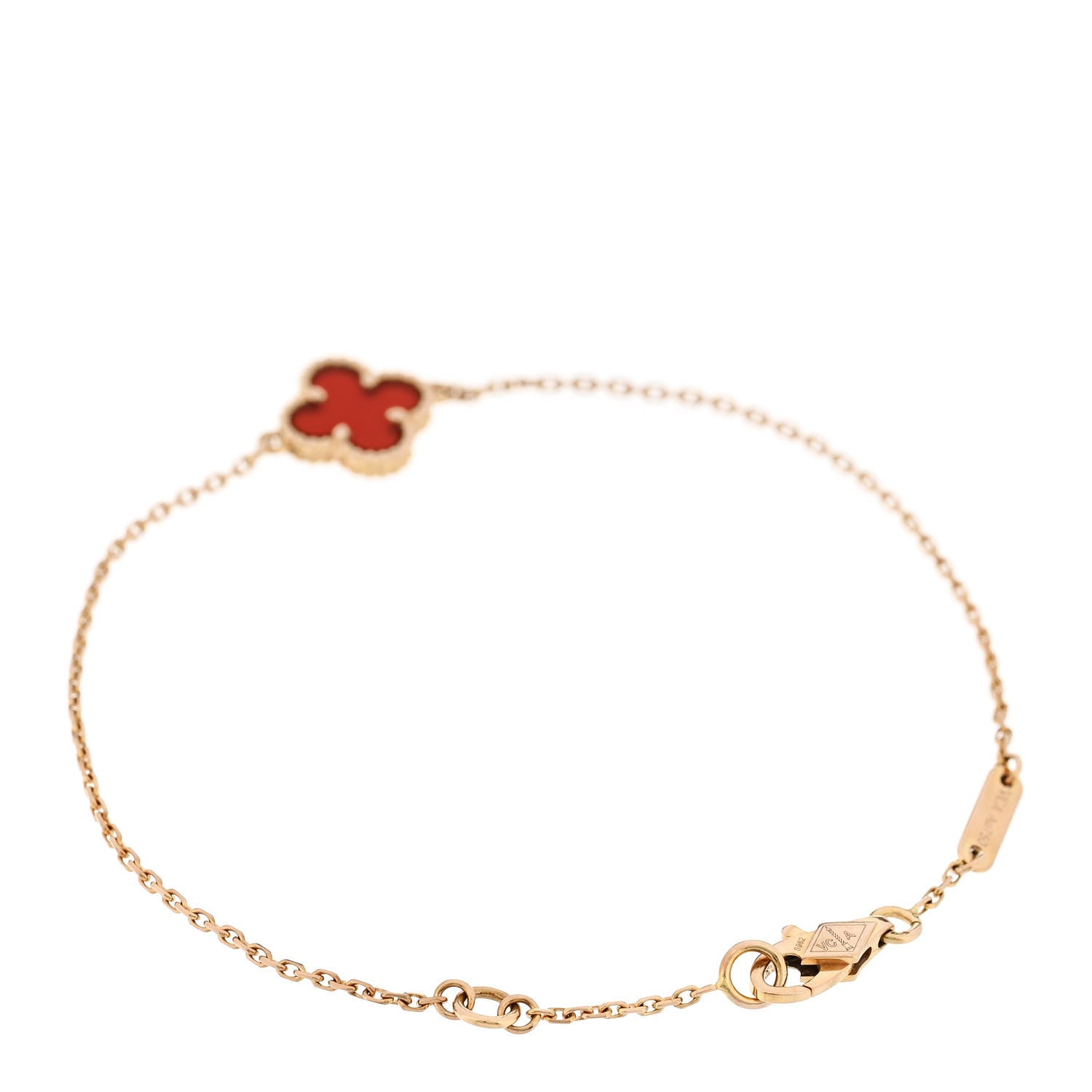 Van Cleef & Arpels 18K Rose Gold Carnelian Sweet Alhambra Bracelet 2 of 5