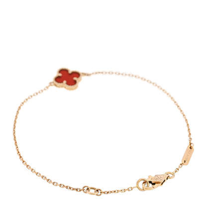 Van Cleef & Arpels 18K Rose Gold Carnelian Sweet Alhambra Bracelet 2 of 5