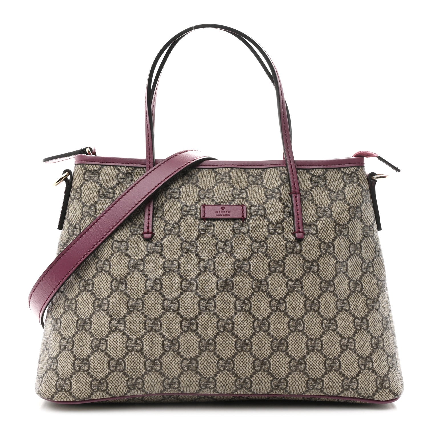 Gucci GG Supreme Monogram Small Zippered Tote Beige New Rosette 1 of 13