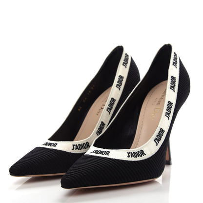 Christian Dior Technical Canvas Ribbon Embroidered J'Adior 100mm Pumps 37 Black 3 of 13