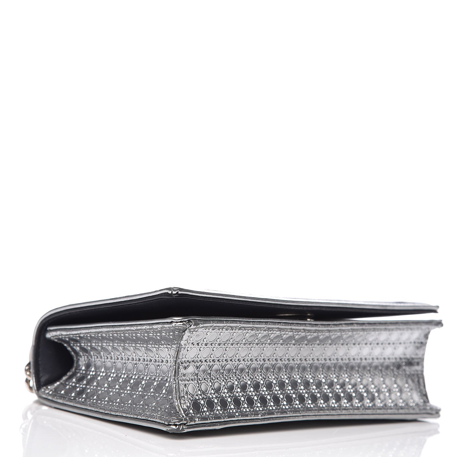 Christian Dior Metallic Patent Micro-Cannage Baby Diorama Flap Bag Silver 4 of 9