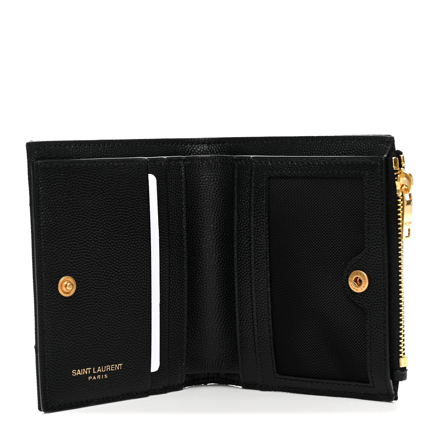 Saint Laurent Grain De Poudre Matelasse Chevron Monogram Zipped Card Case Black 5 of 9