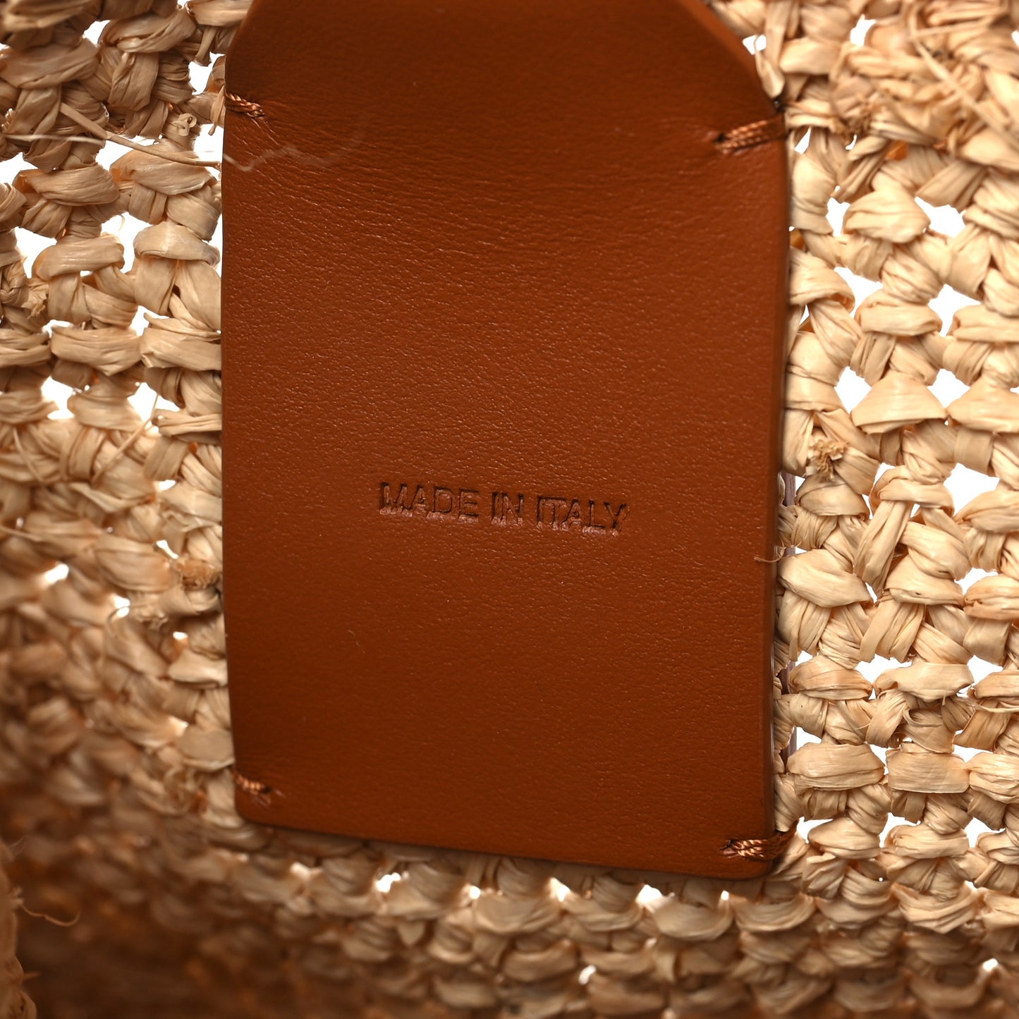 Raffia Calfskin Small By My Side Tote Natural Cuoio