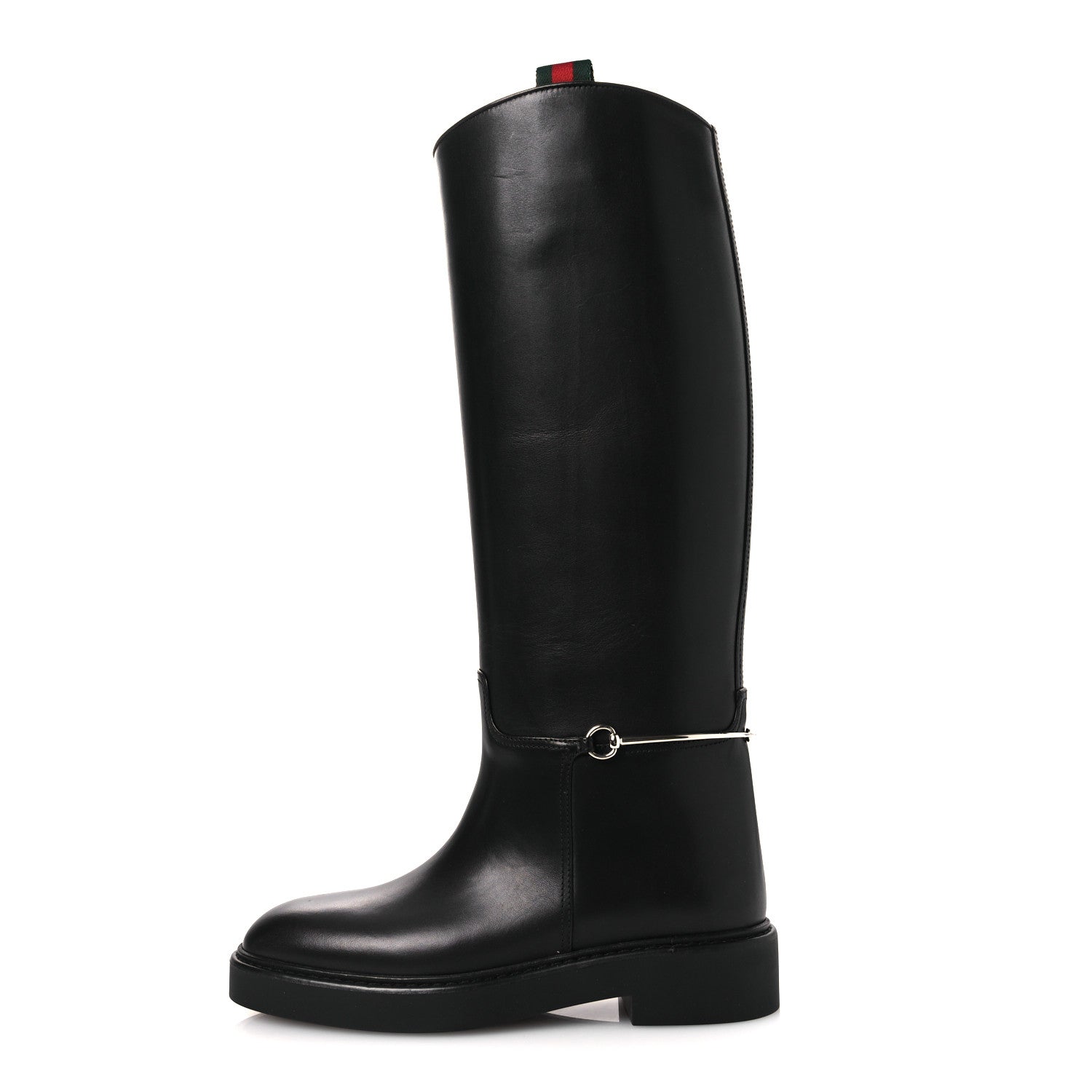 Gucci Shiny Calfskin Michelangelo Slim Horsebit Riding Boots 36 Black 2 of 22