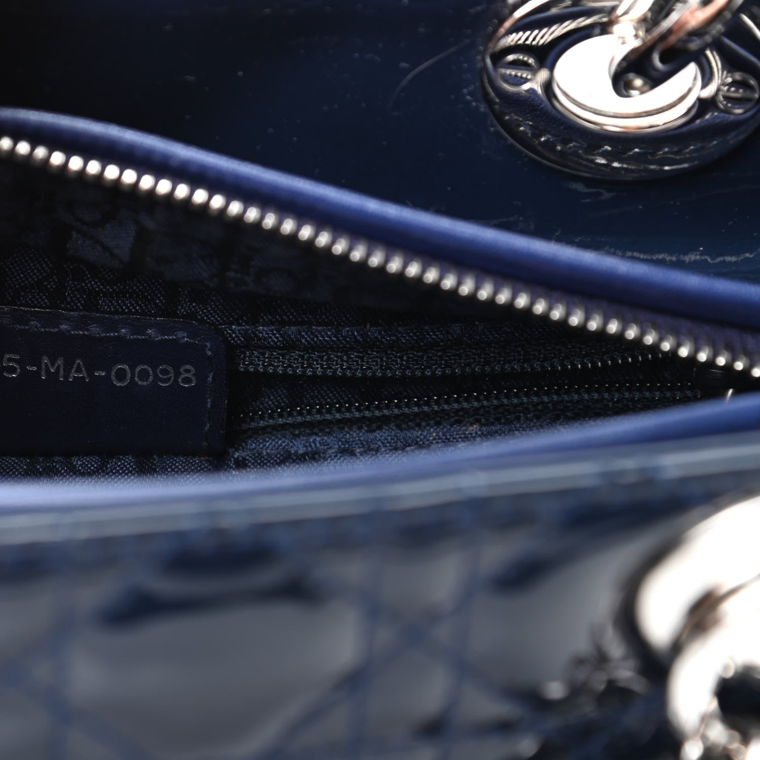 Christian Dior Patent Cannage Medium Lady Dior Navy Blue 7 of 9