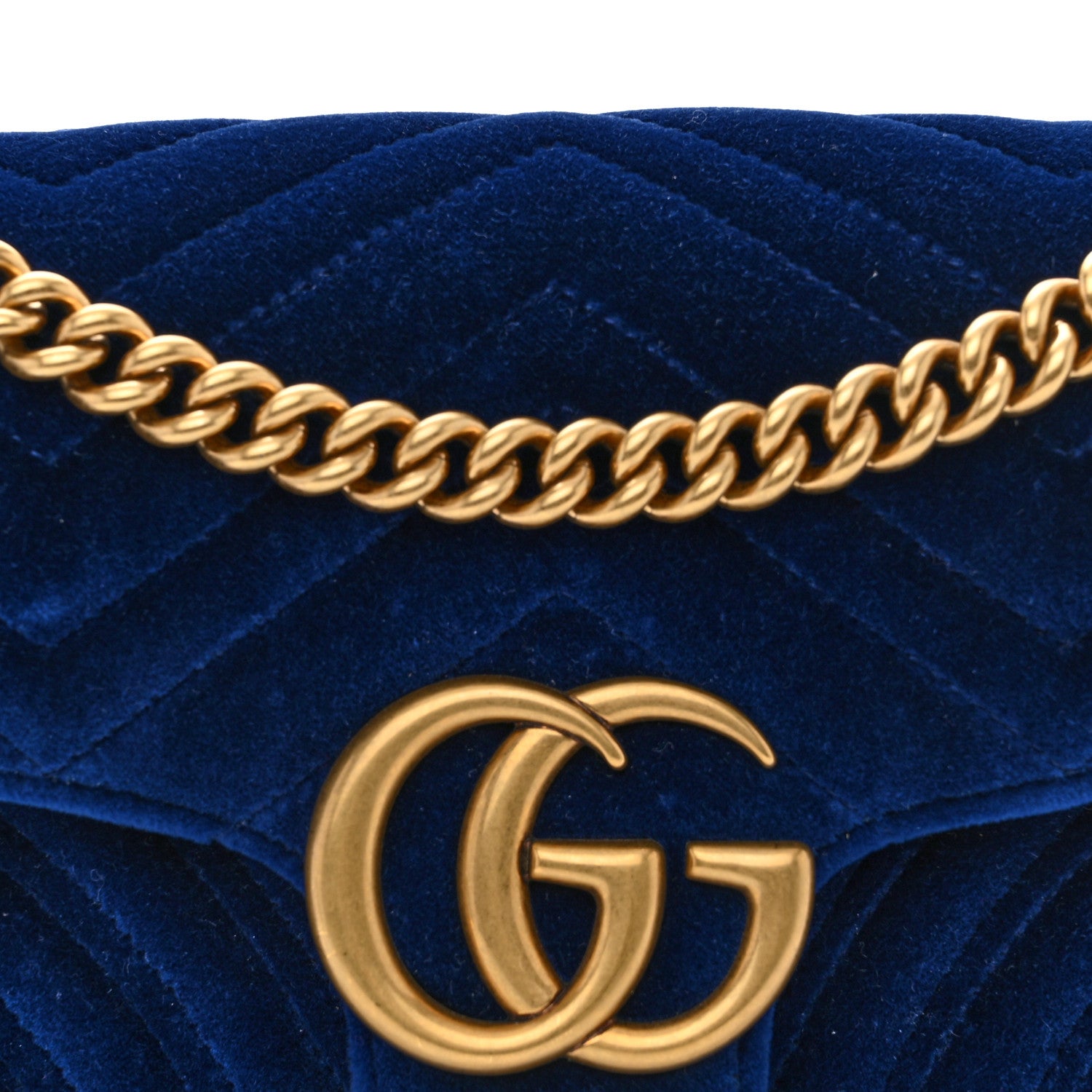 Gucci Velvet Matelasse Small GG Marmont Shoulder Bag Cobalt Blue 6 of 10