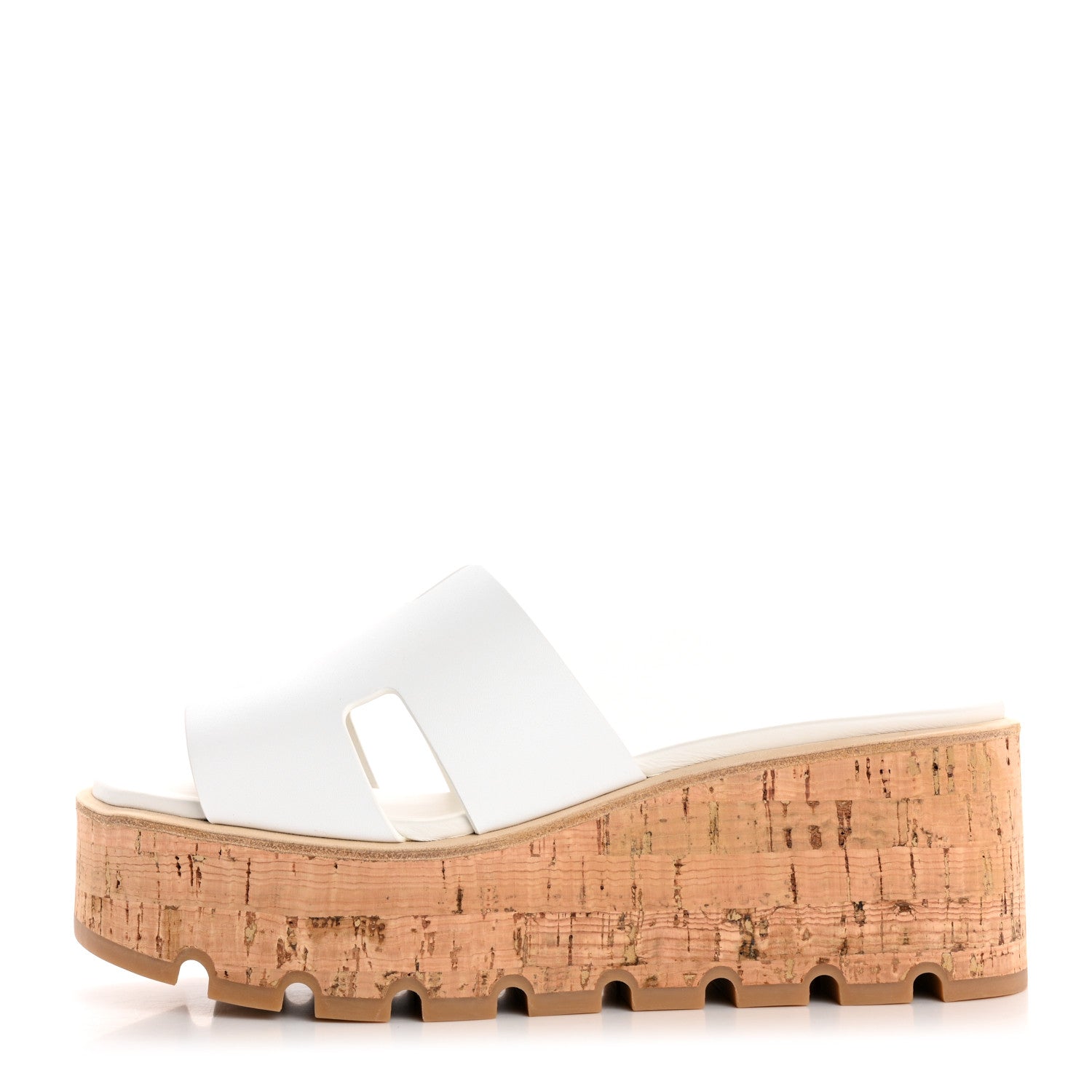 Hermes Calfskin Cork Eze 30 Sandals 38 White 1 of 10