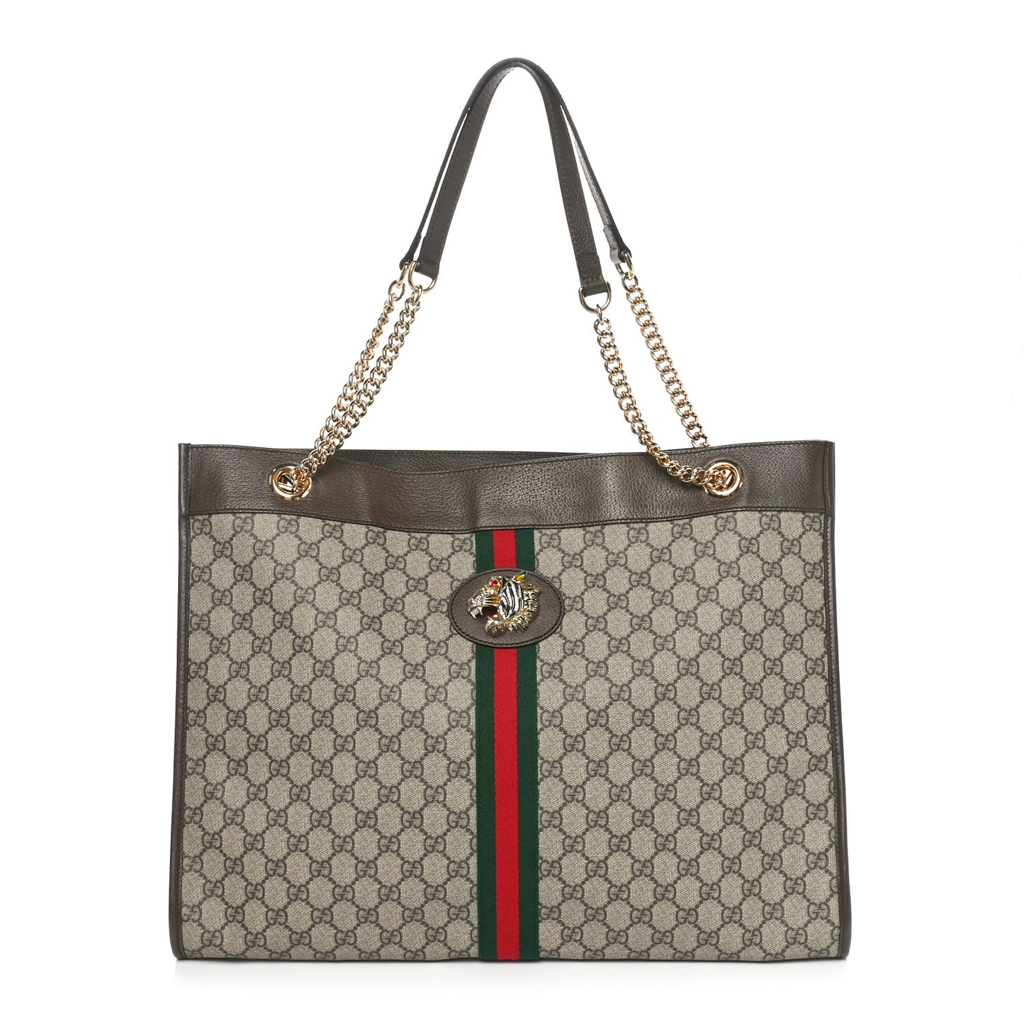 GG Supreme Monogram Large Rajah Chain Tote Beige New Acero