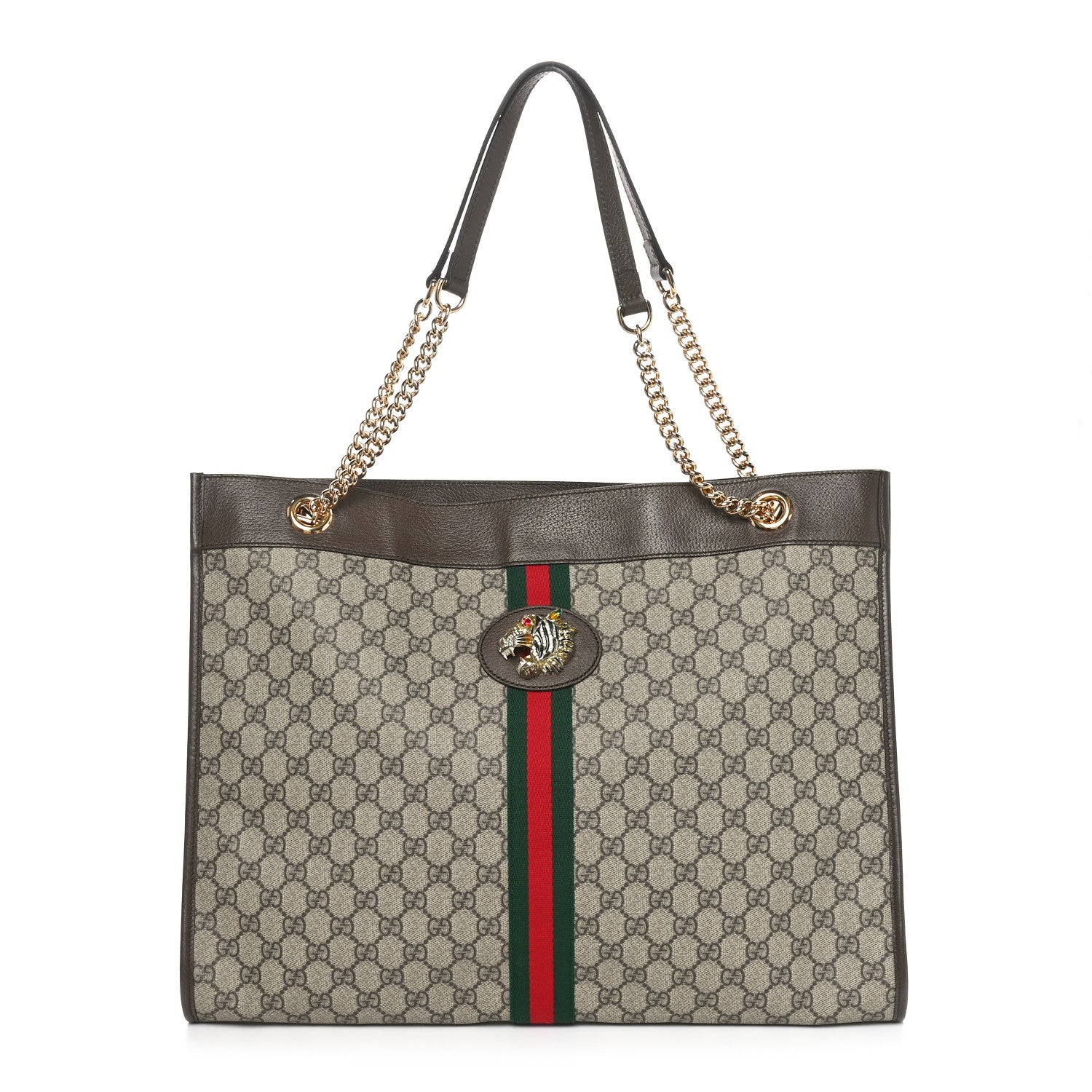 Gucci GG Supreme Monogram Large Rajah Chain Tote Beige New Acero 1 of 11