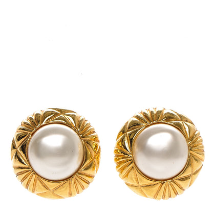 Chanel Pearl Clip On Earrings Gold 1 of 6